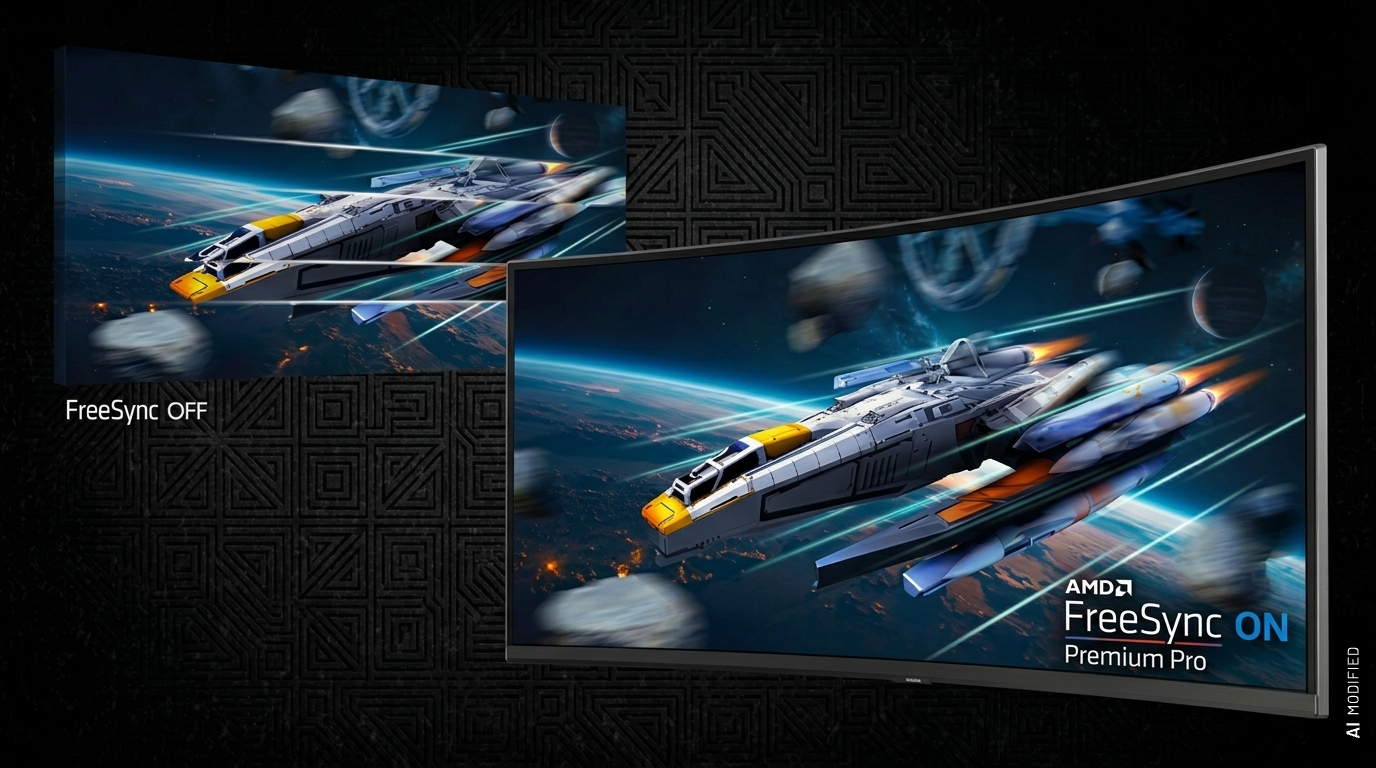 Porównanie sceny z gry: FreeSync wyłączony i AMD FreeSync Premium Pro włączony